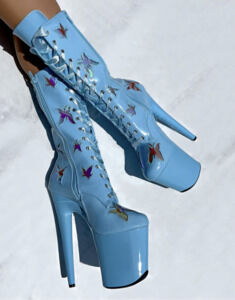 Hella Heels Holographic Butterfly Boot